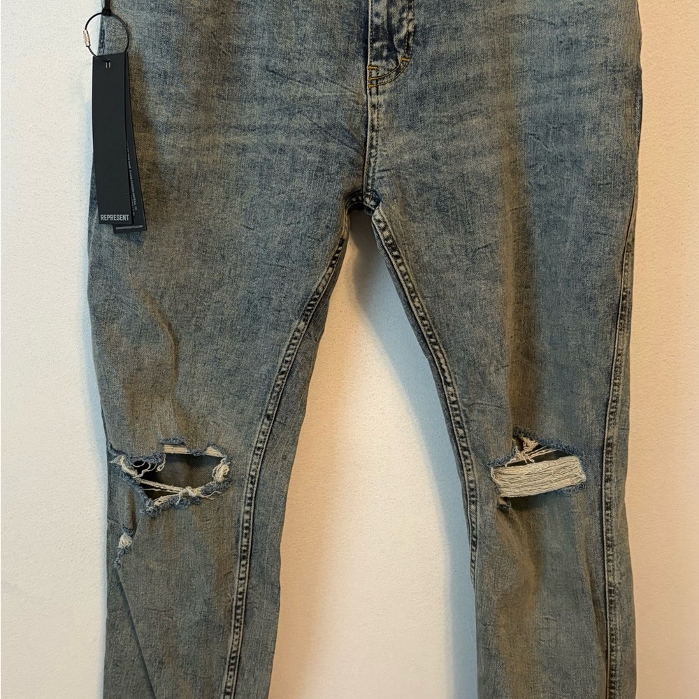 Represent Distressed Blue Jeans for Men